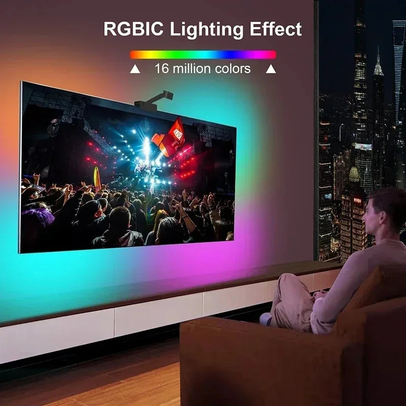 Ambilight Tv Led Backlight 5V Usb Rgbic Smart Lights Strip With Camera Tv Synchronized Screen 3.8M 5M Atmosphere Lighting For Tv